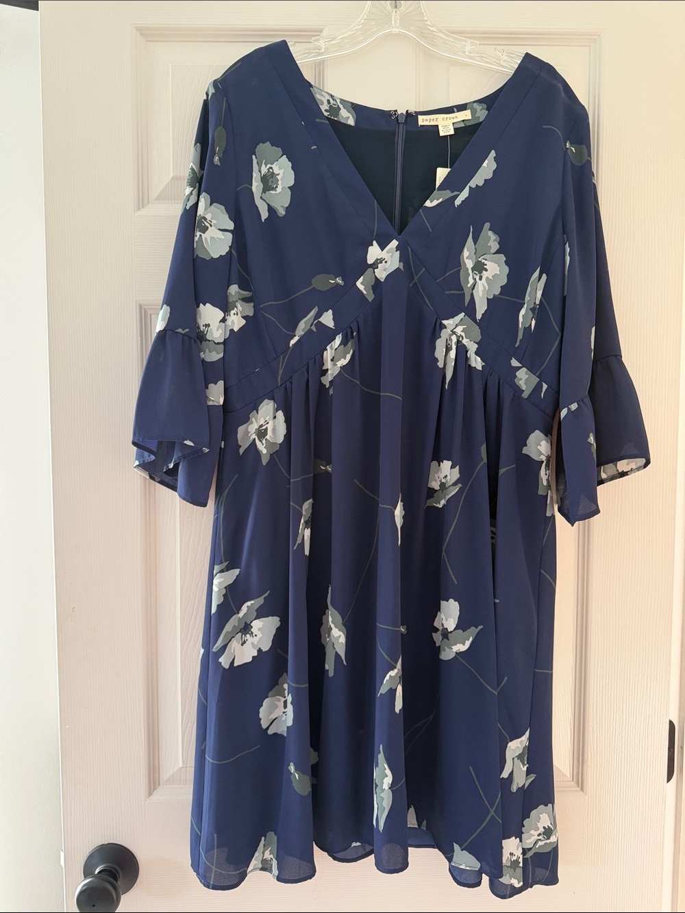 Paper Crown Navy Blue Floral Mini Dress